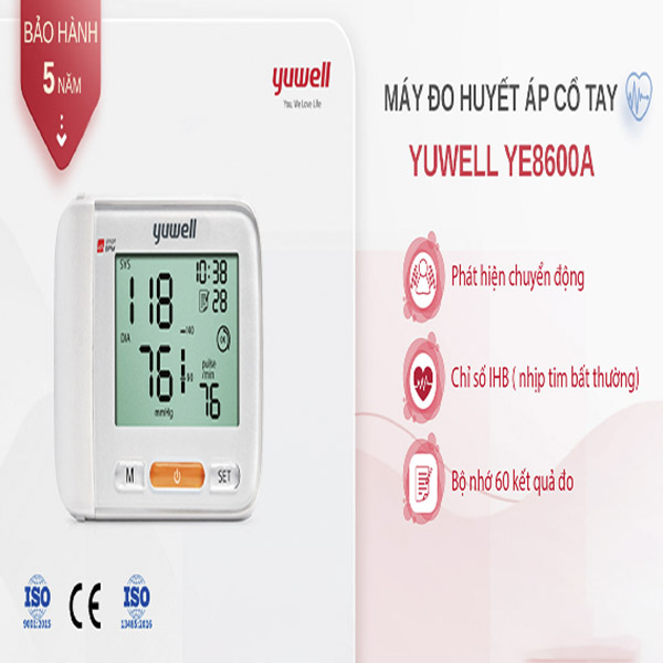 Máy Đo Huyết Áp Điện Tử Cổ Tay Yuwell YE8600A