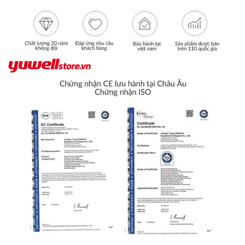 Chứng nhận chất lượng của thương hiệu Yuwell tại Châu Âu